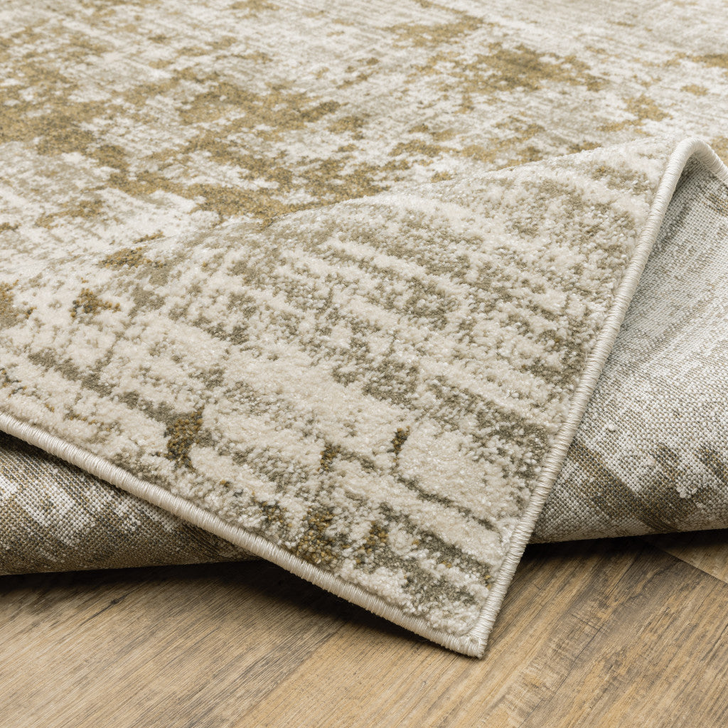7' X 9' Beige And Ivory Abstract Area Rug