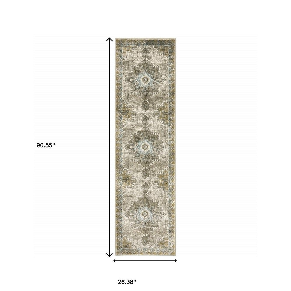 8' X 10' Gray And Blue Oriental Area Rug