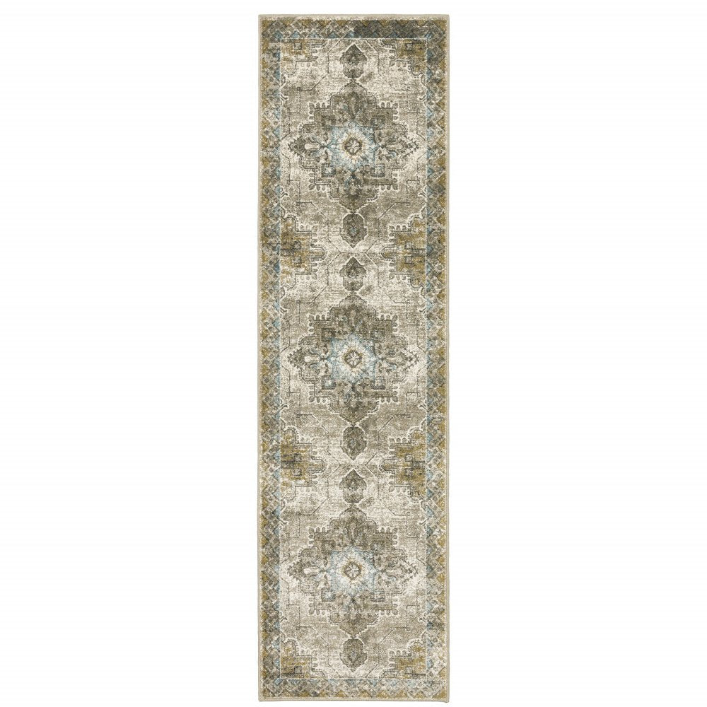 8' X 10' Gray And Blue Oriental Area Rug