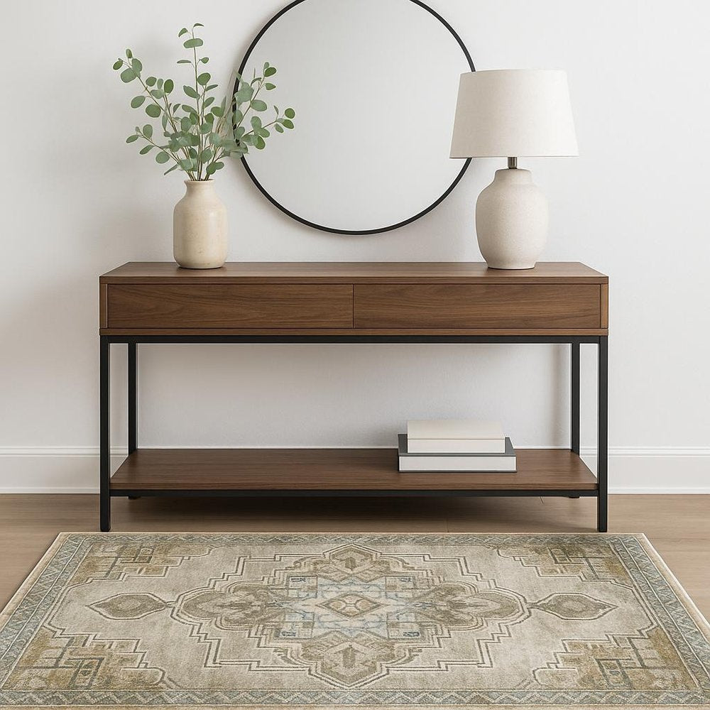 8' X 10' Gray And Blue Oriental Area Rug