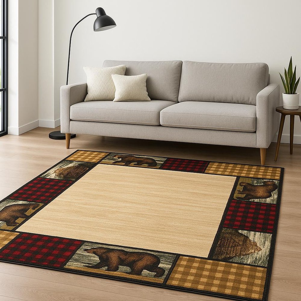 2' X 8' Ivory Southwestern Power Loom Stain Resistant Runner Rug