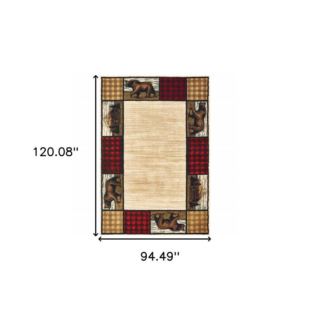 2' X 8' Ivory Southwestern Power Loom Stain Resistant Runner Rug