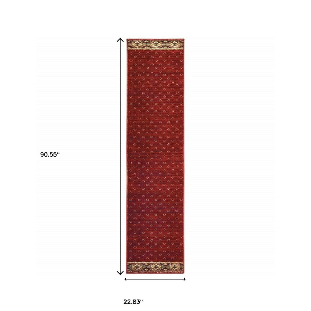 4' X 6' Berry Gold And Ivory Southwestern Power Loom Stain Resistant Area Rug