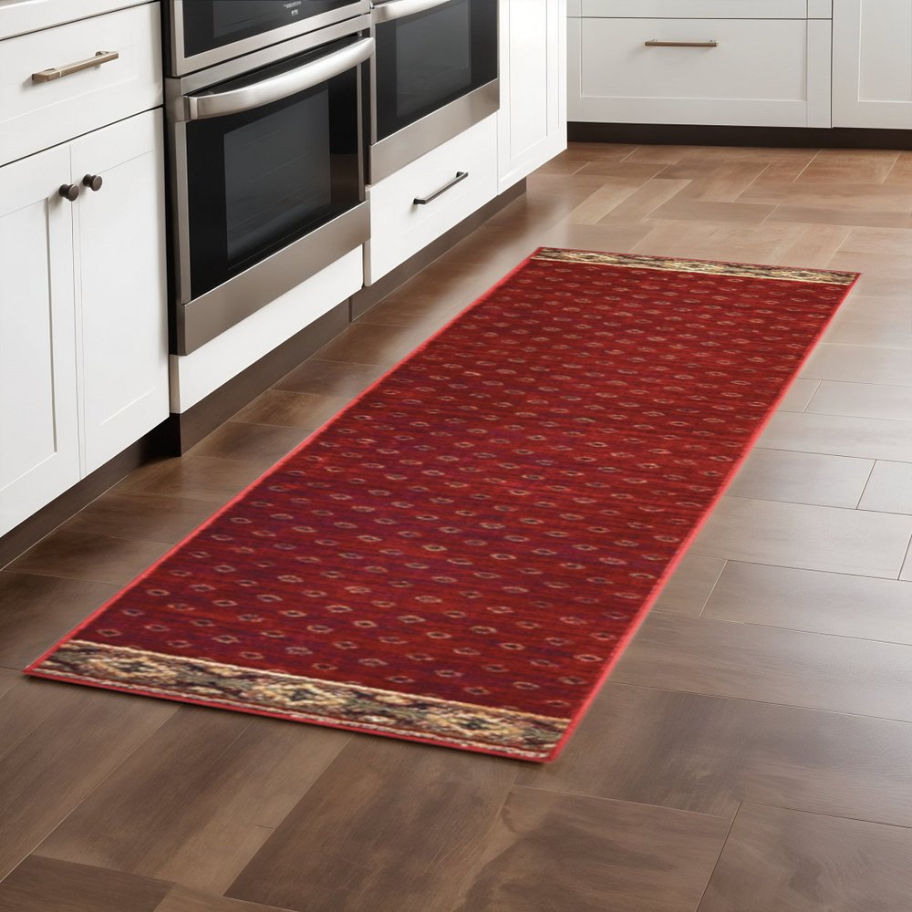 4' X 6' Berry Gold And Ivory Southwestern Power Loom Stain Resistant Area Rug