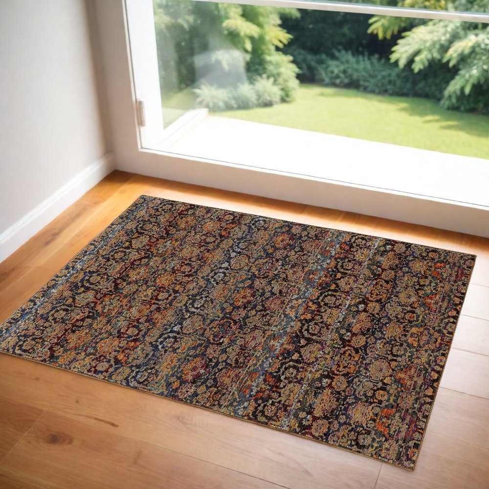 2' X 3' Blue And Ivory Ombre Area Rug