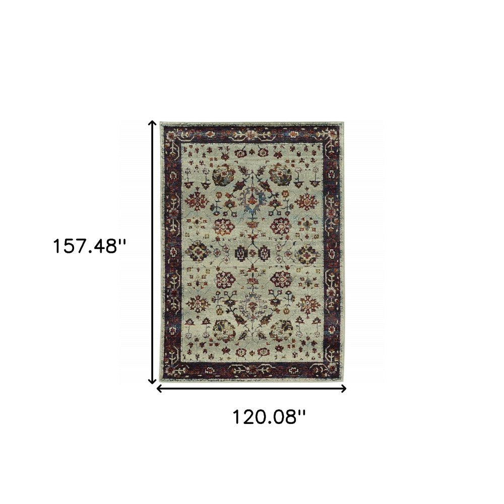 3' X 5' Red and Ivory Oriental Power Loom Area Rug