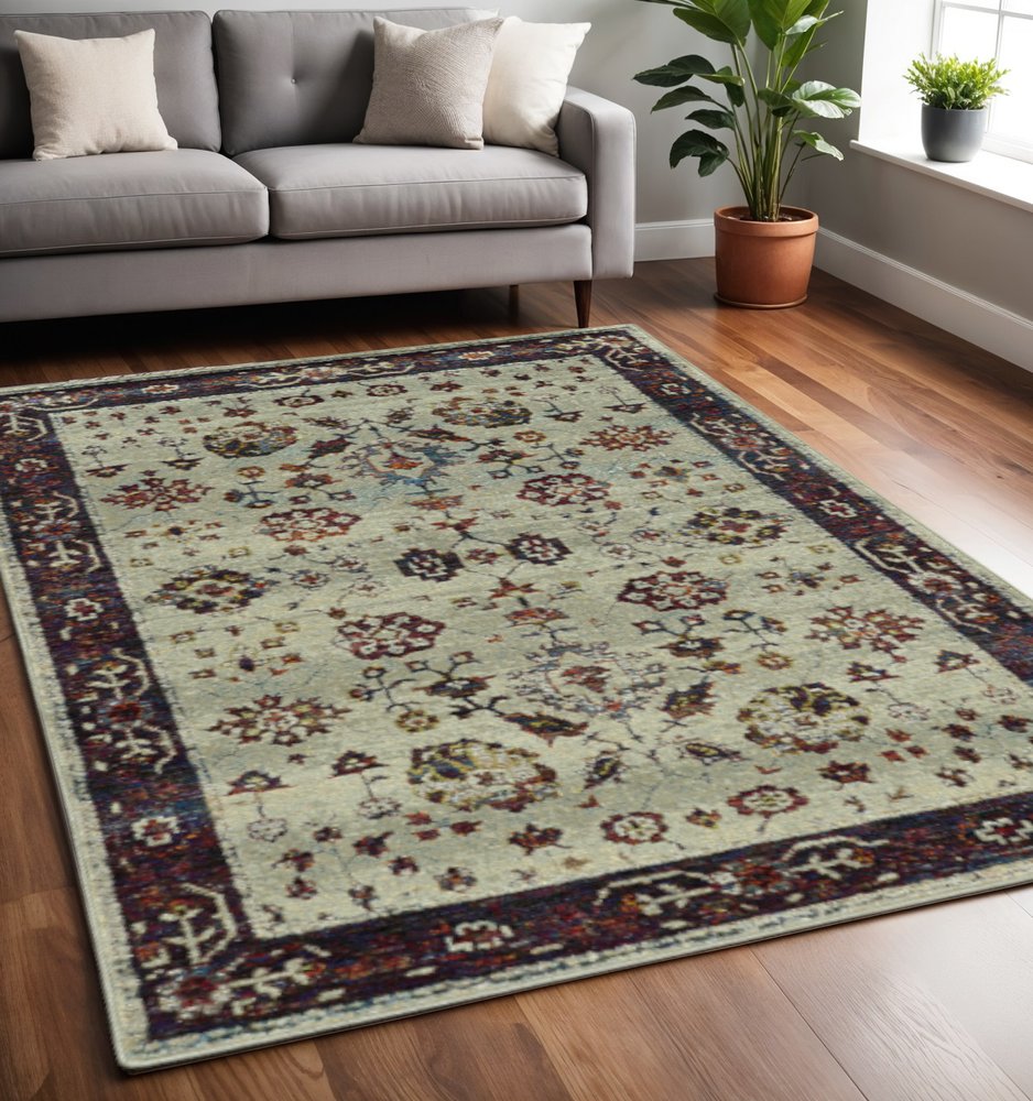 3' X 5' Red and Ivory Oriental Power Loom Area Rug