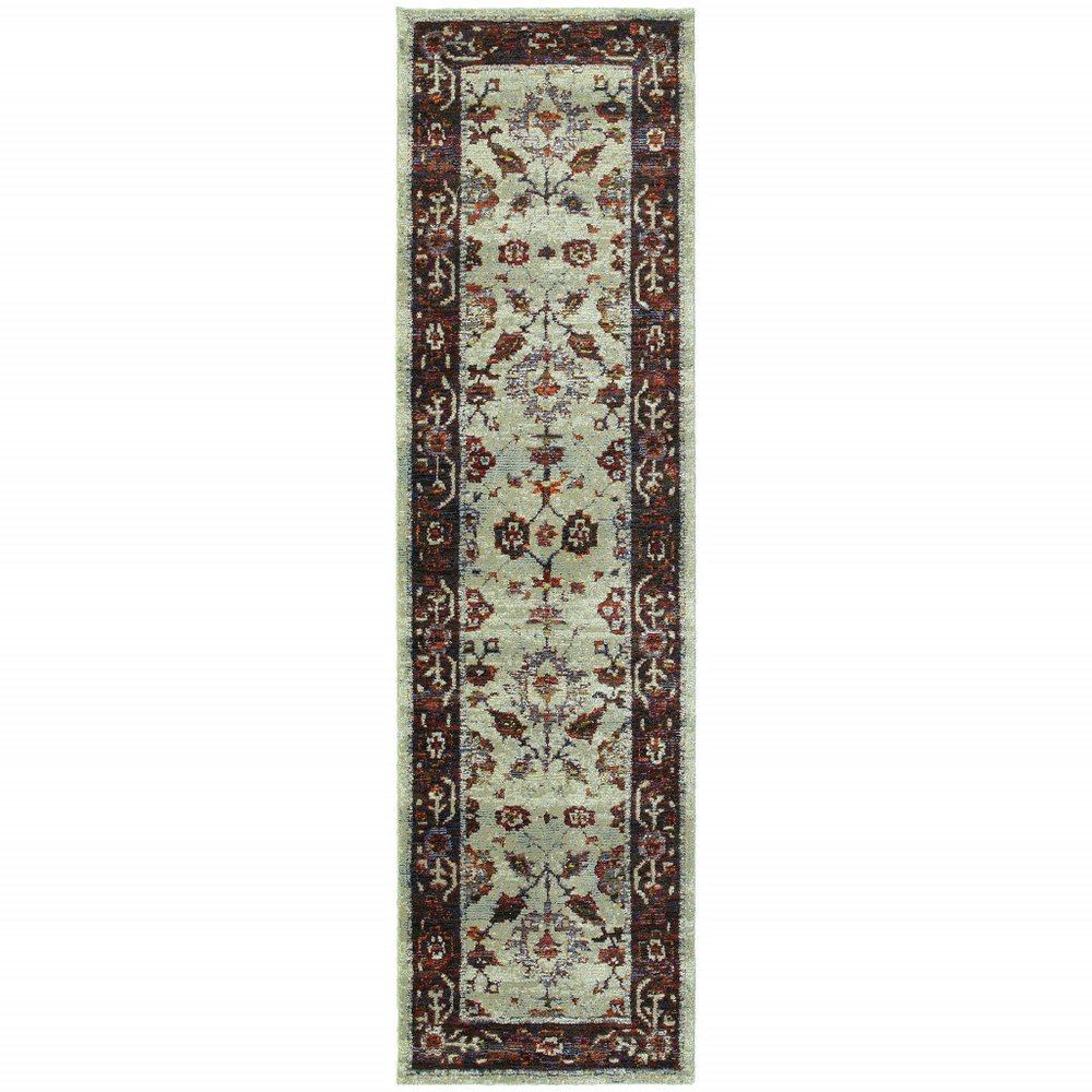 3' X 5' Red and Ivory Oriental Power Loom Area Rug