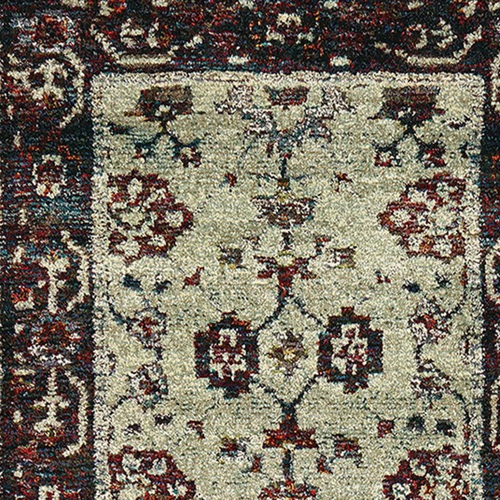 3' X 5' Red and Ivory Oriental Power Loom Area Rug