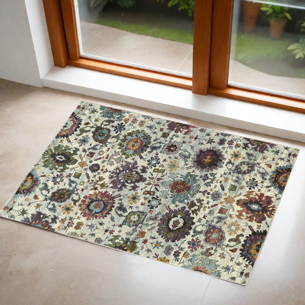 8' X 11' Purple and Gray Oriental Power Loom Area Rug