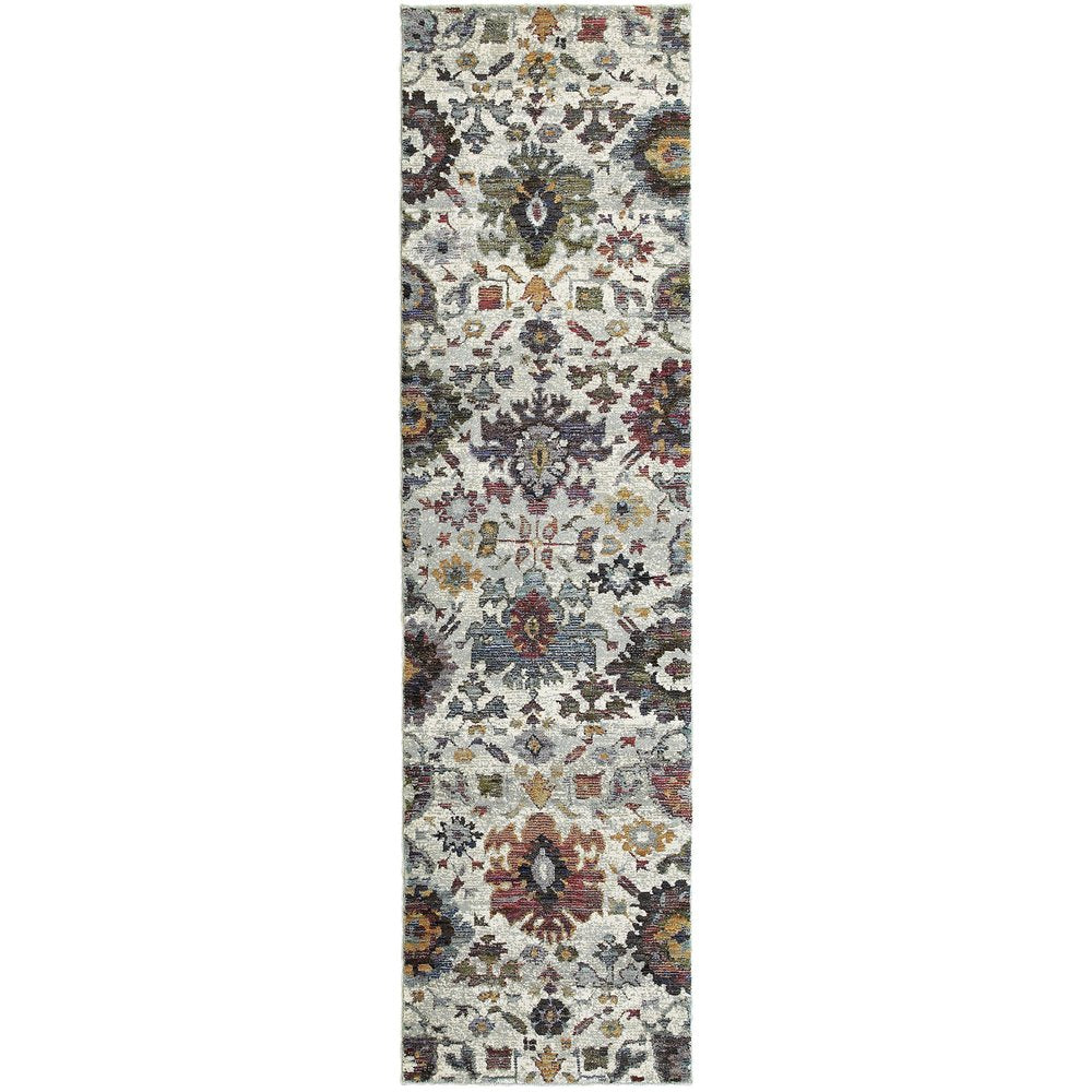 8' X 11' Purple and Gray Oriental Power Loom Area Rug
