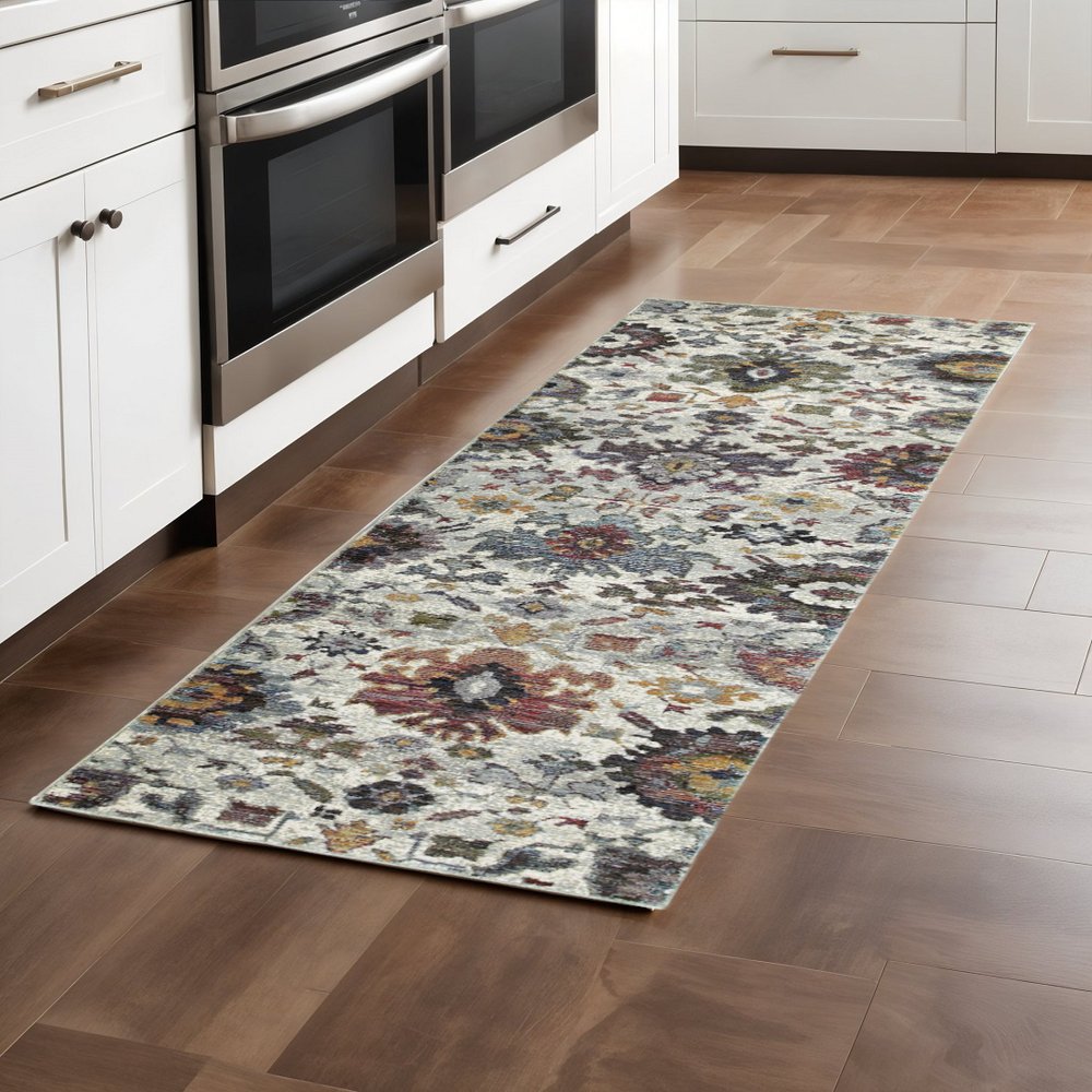 8' X 11' Purple and Gray Oriental Power Loom Area Rug