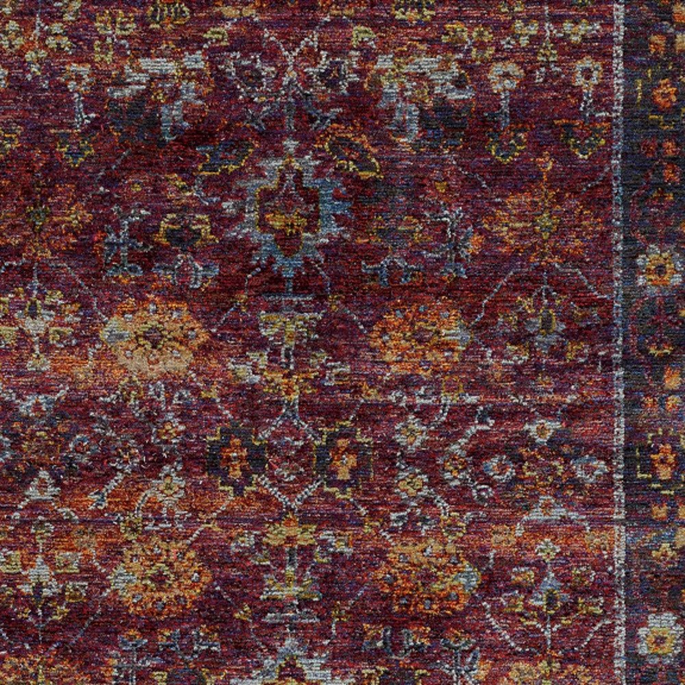9' X 12' Red Purple Oriental Power Loom Area Rug