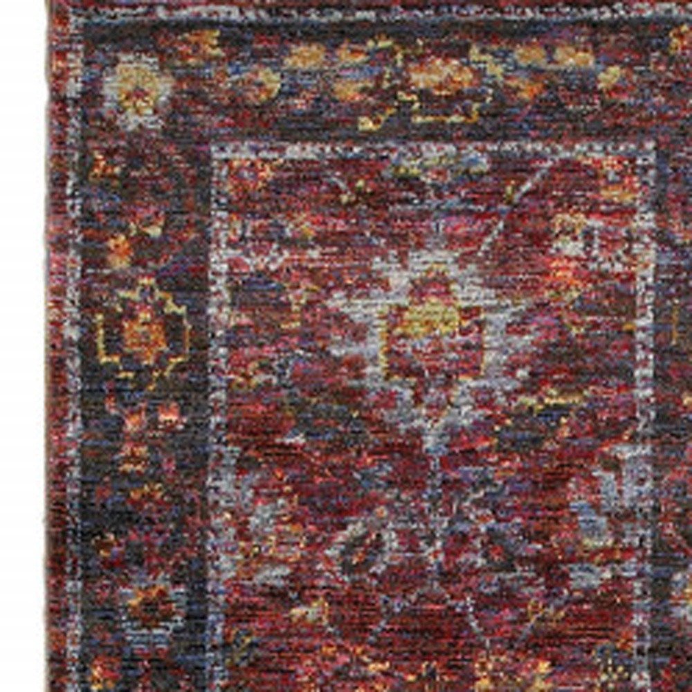9' X 12' Red Purple Oriental Power Loom Area Rug