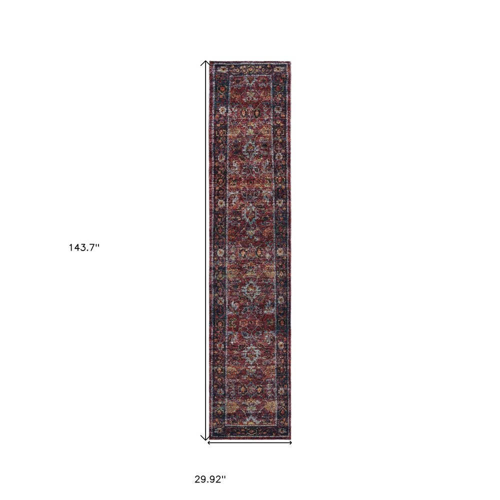 9' X 12' Red Purple Oriental Power Loom Area Rug