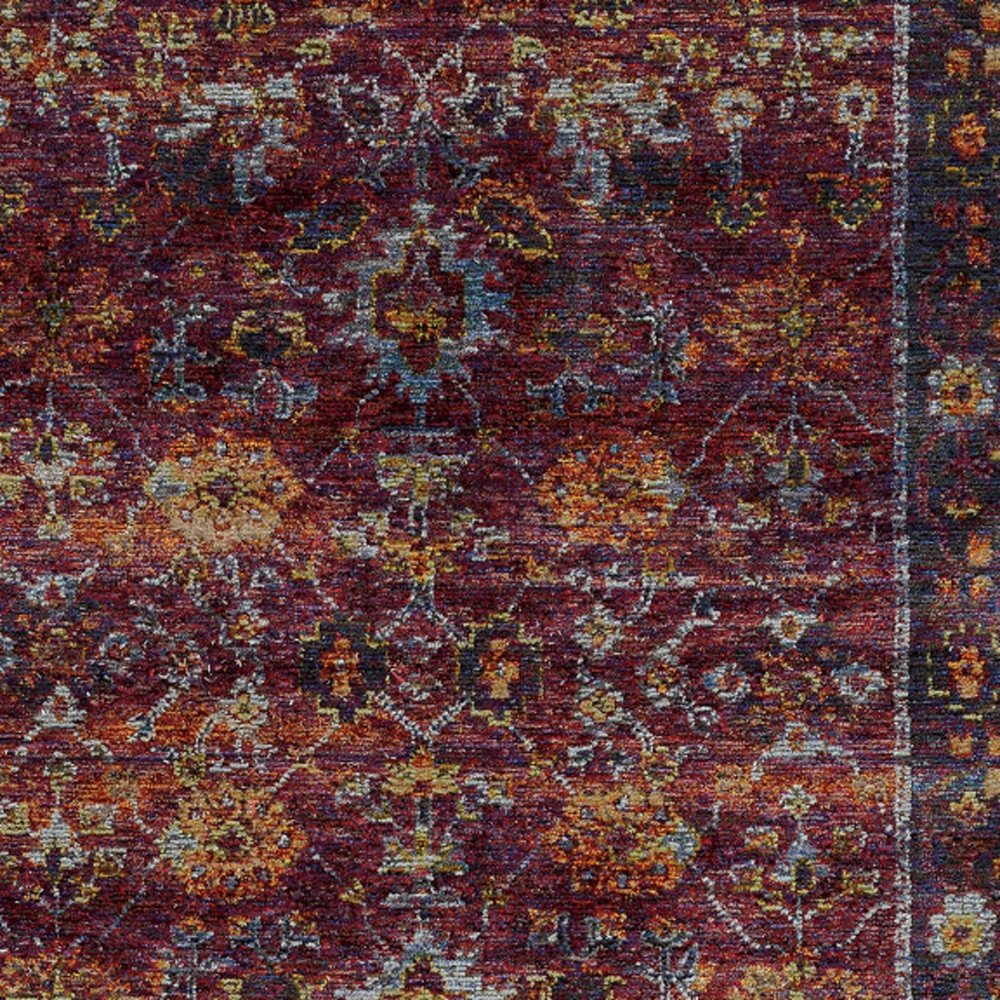 9' X 12' Red Purple Oriental Power Loom Area Rug