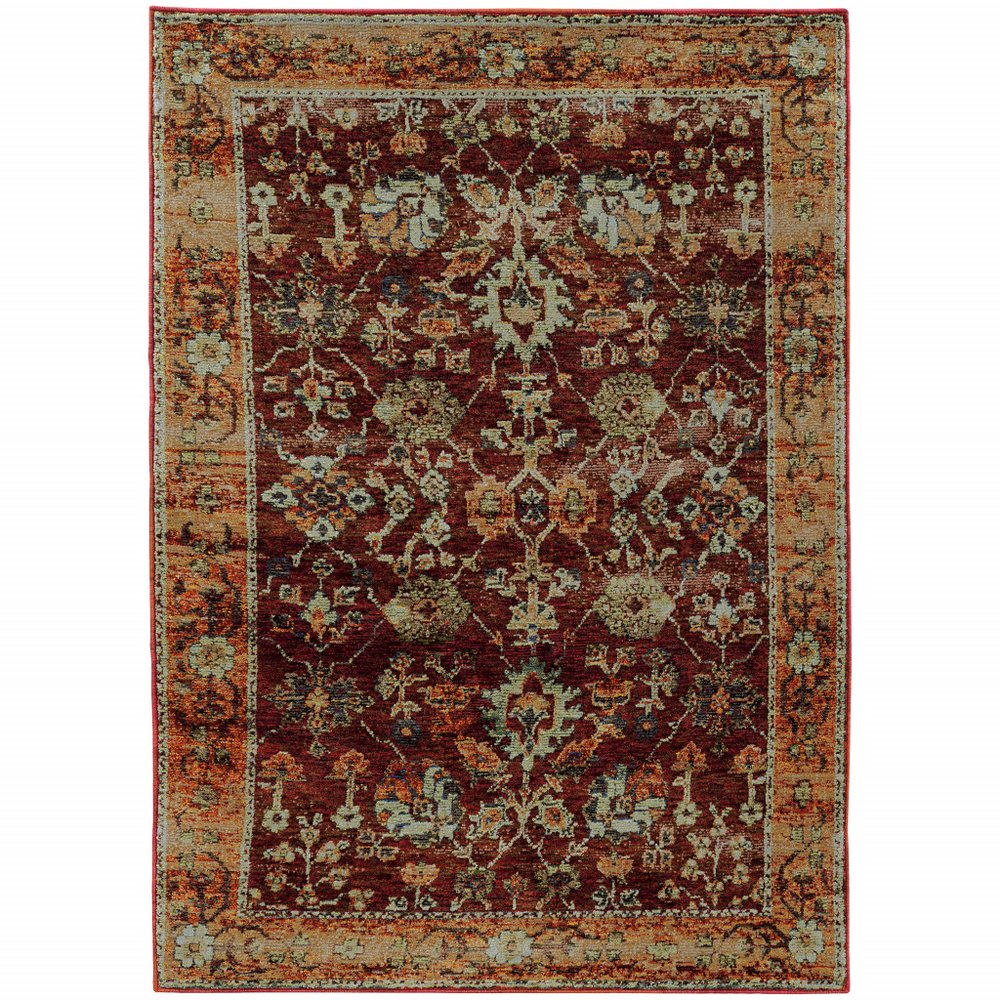 12' Red Gold And Green Oriental Runner Rug