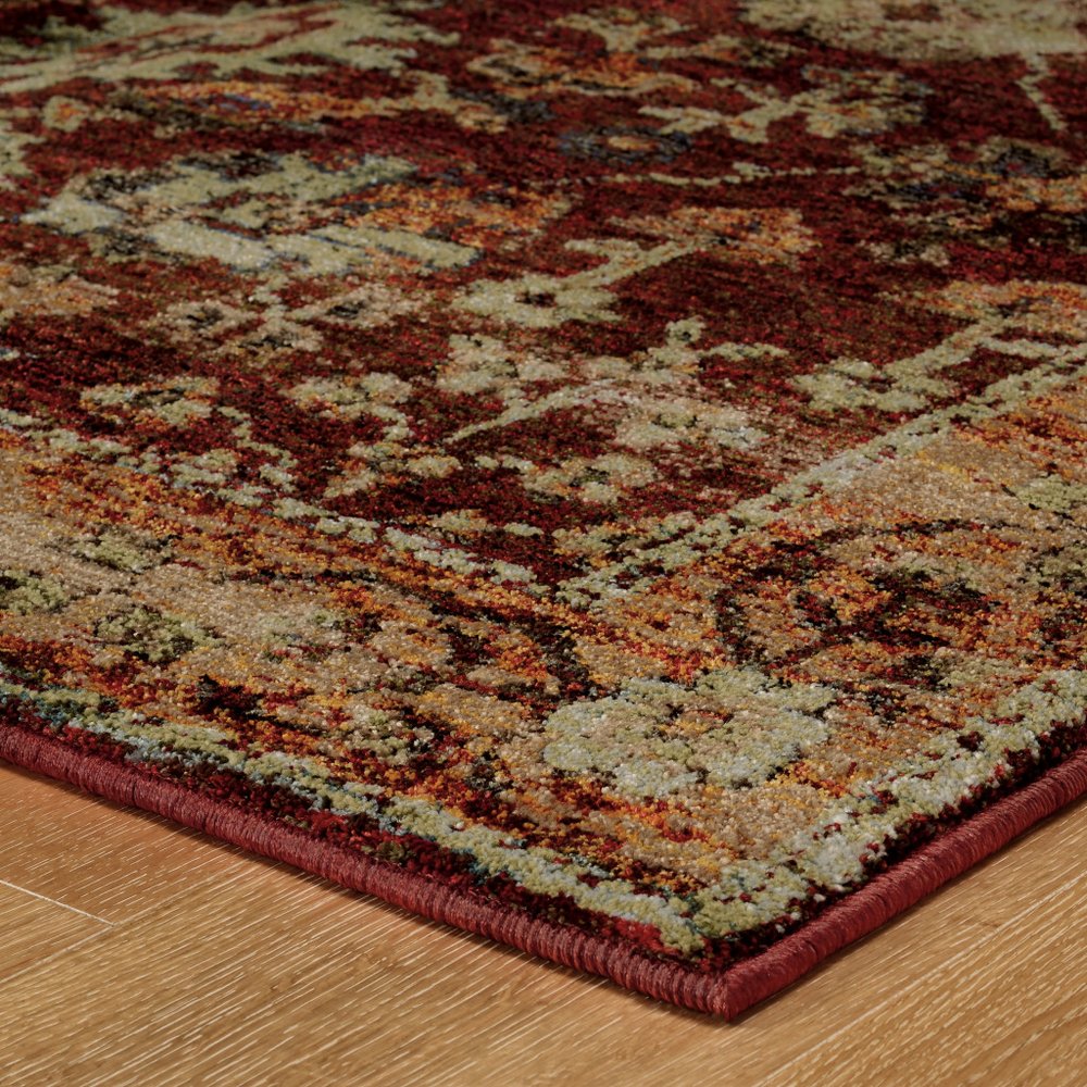 12' Red Gold And Green Oriental Runner Rug