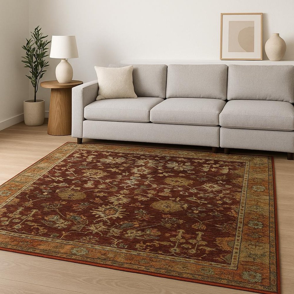 12' Red Gold And Green Oriental Runner Rug