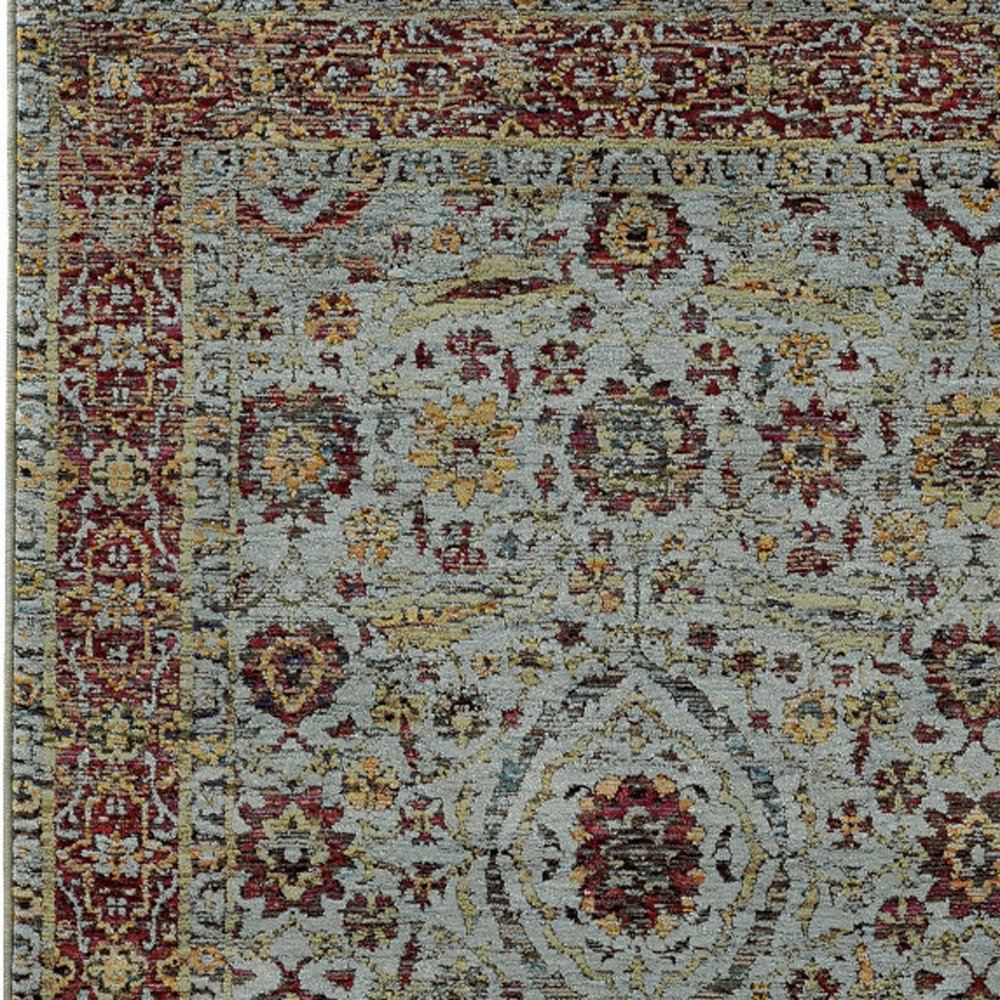 3' X 5' Blue and Green Oriental Power Loom Area Rug