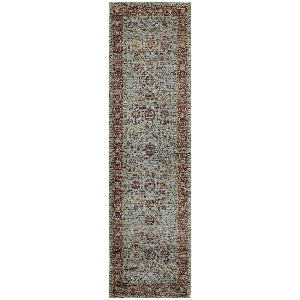 3' X 5' Blue and Green Oriental Power Loom Area Rug