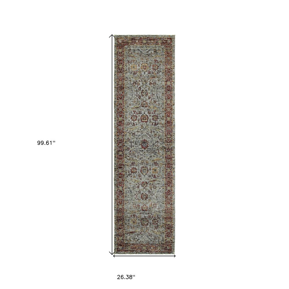 3' X 5' Blue and Green Oriental Power Loom Area Rug