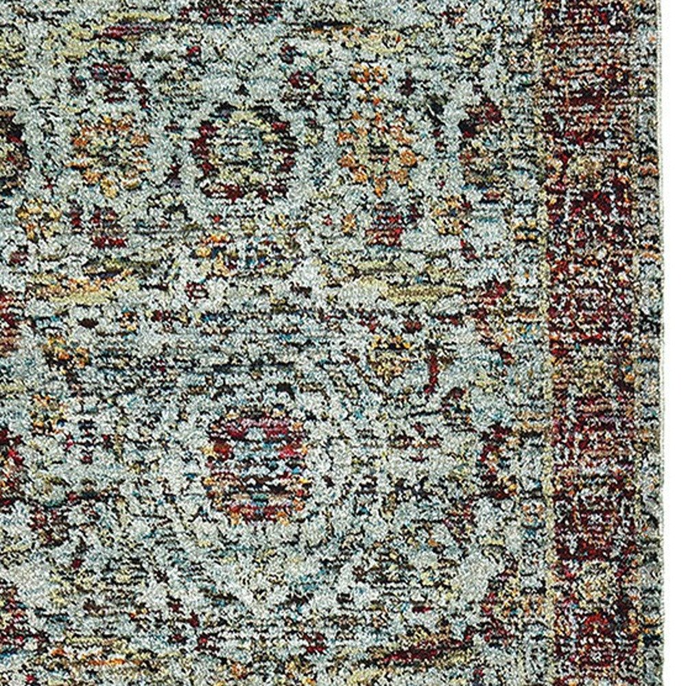 3' X 5' Blue and Green Oriental Power Loom Area Rug