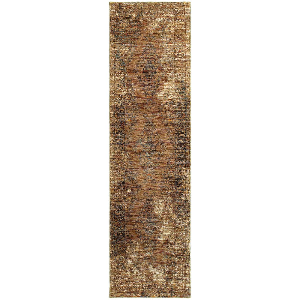 7' X 10' Brown Oriental Power Loom Area Rug