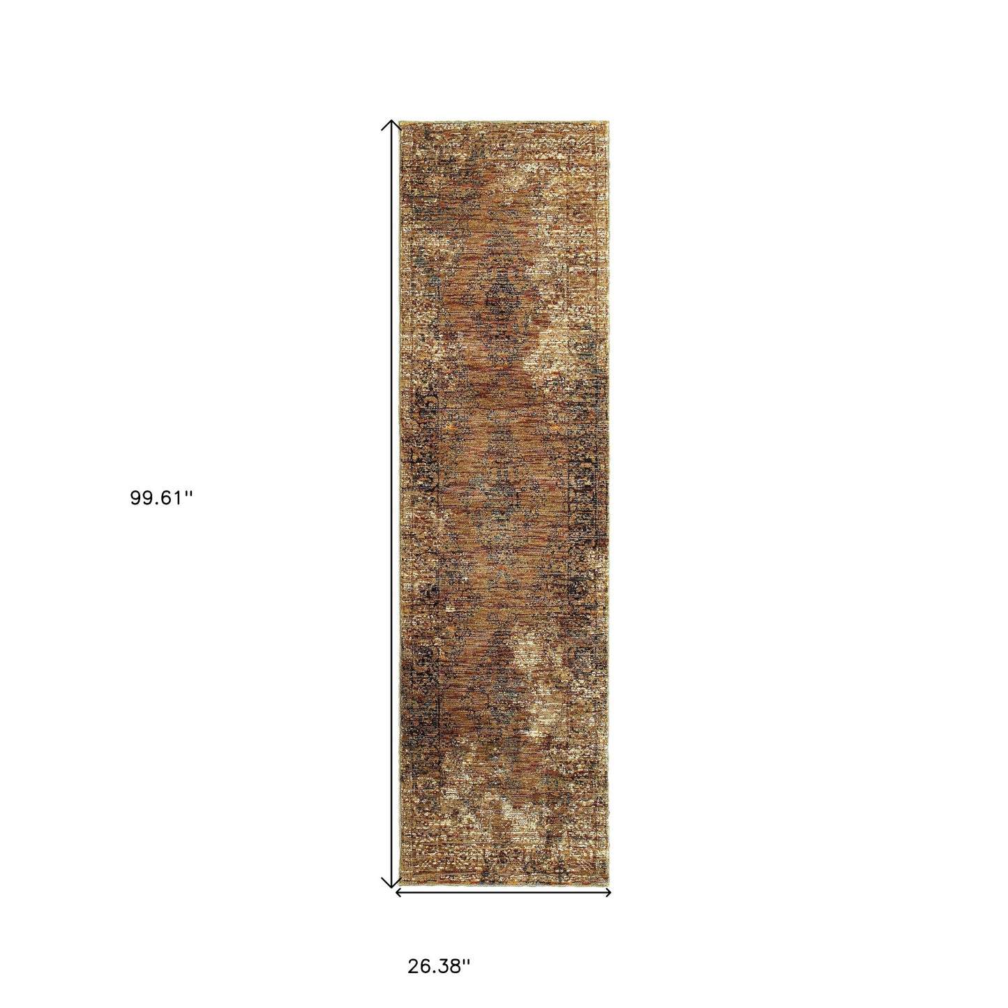 2' X 3' Brown Oriental Power Loom Area Rug