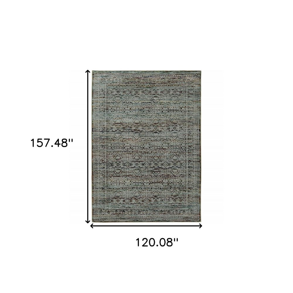 3' X 5' Blue Green Oriental Power Loom Area Rug