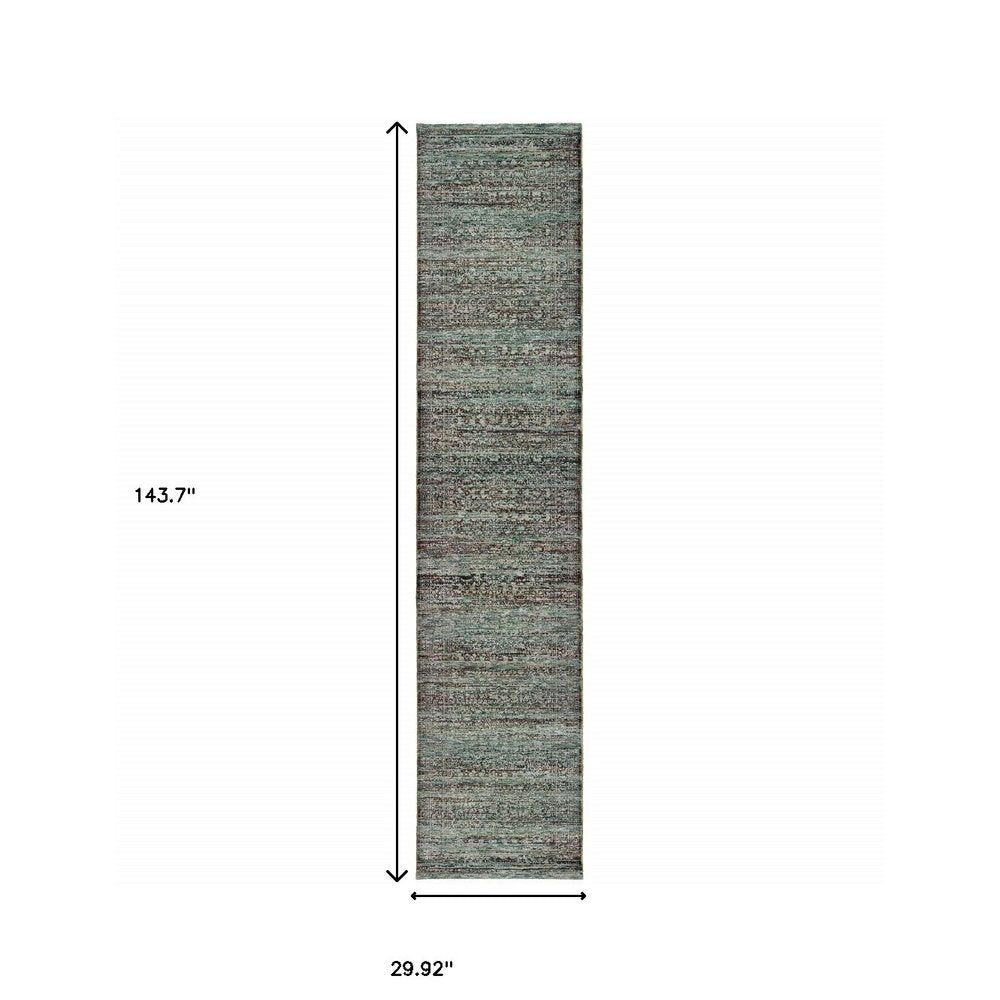 3' X 5' Blue Green Oriental Power Loom Area Rug