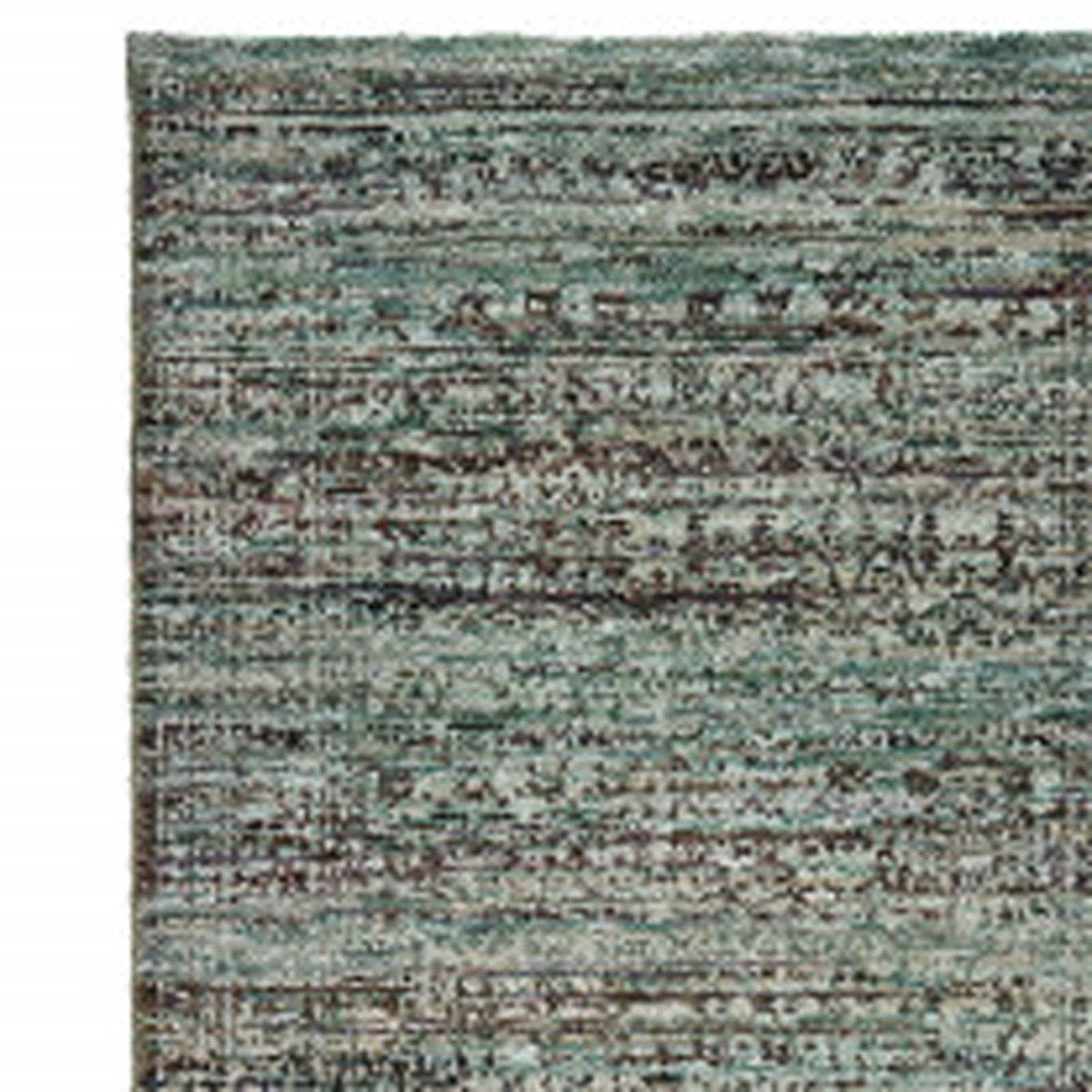 3' X 5' Blue Green Oriental Power Loom Area Rug