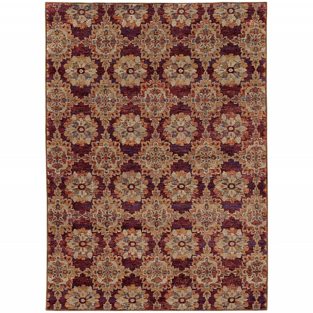 2' X 3' Red And Gold Oriental Area Rug