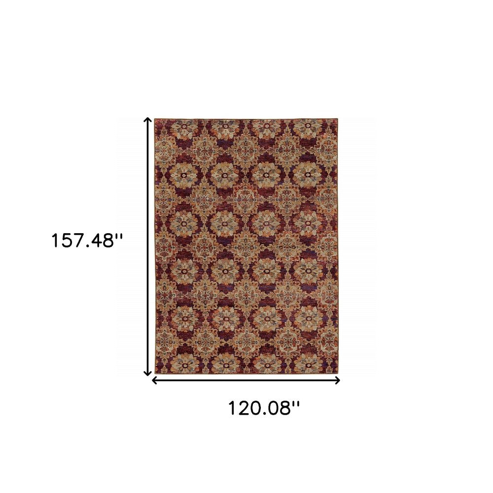 2' X 3' Red And Gold Oriental Area Rug