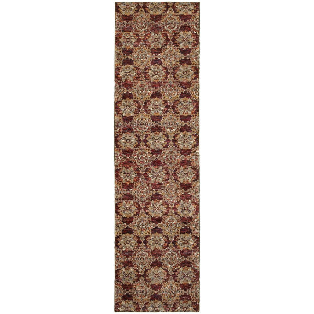 2' X 3' Red And Gold Oriental Area Rug