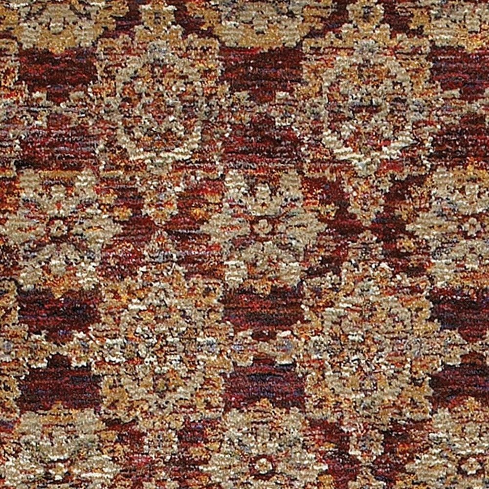 2' X 3' Red And Gold Oriental Area Rug