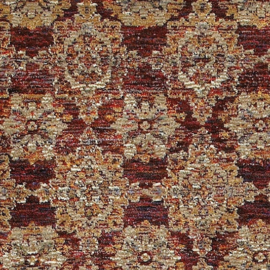 2' X 3' Red And Gold Oriental Area Rug