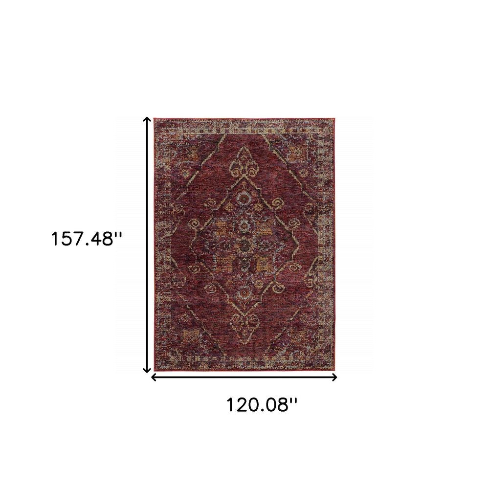 2' X 3' Red And Gold Oriental Area Rug