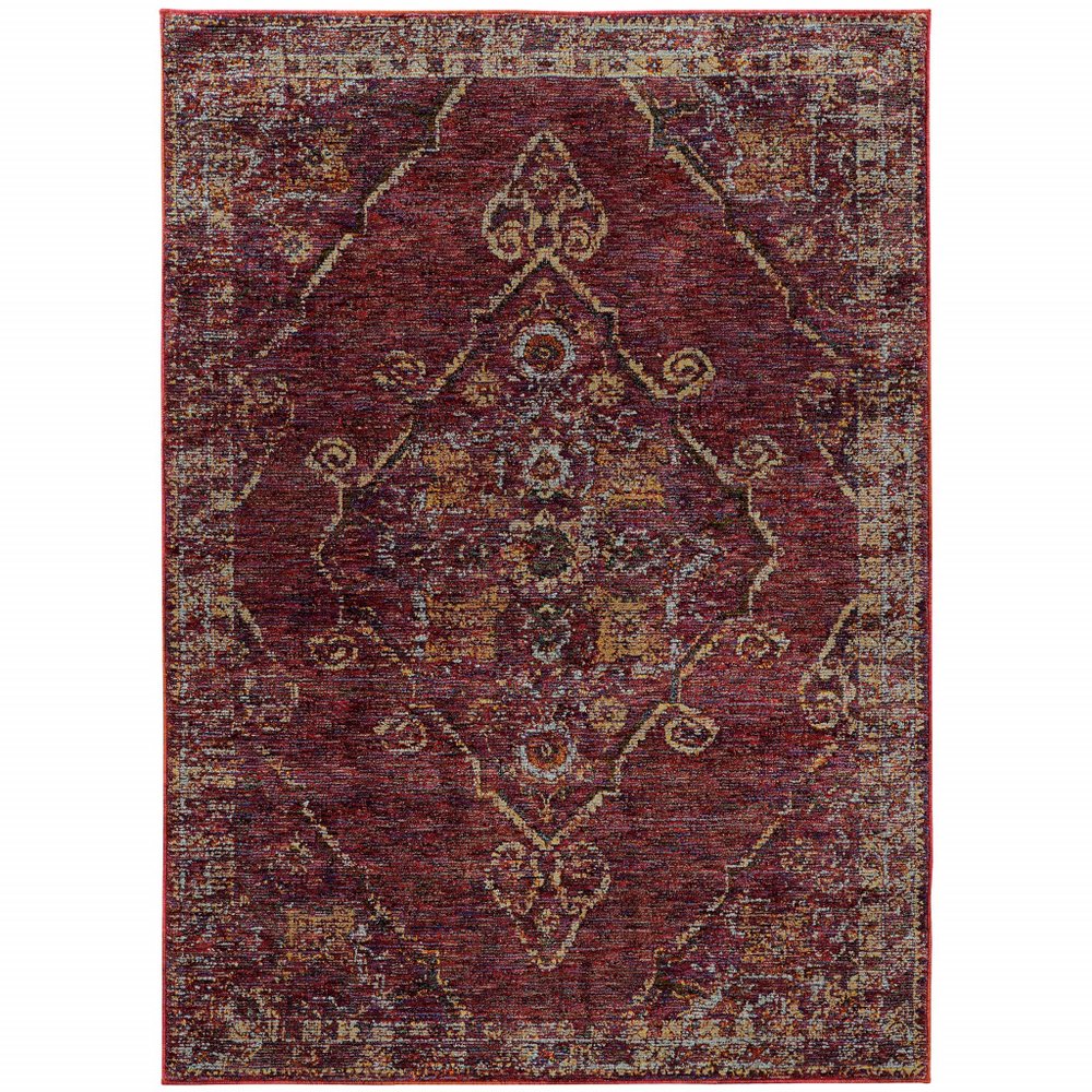 2' X 3' Red And Gold Oriental Area Rug