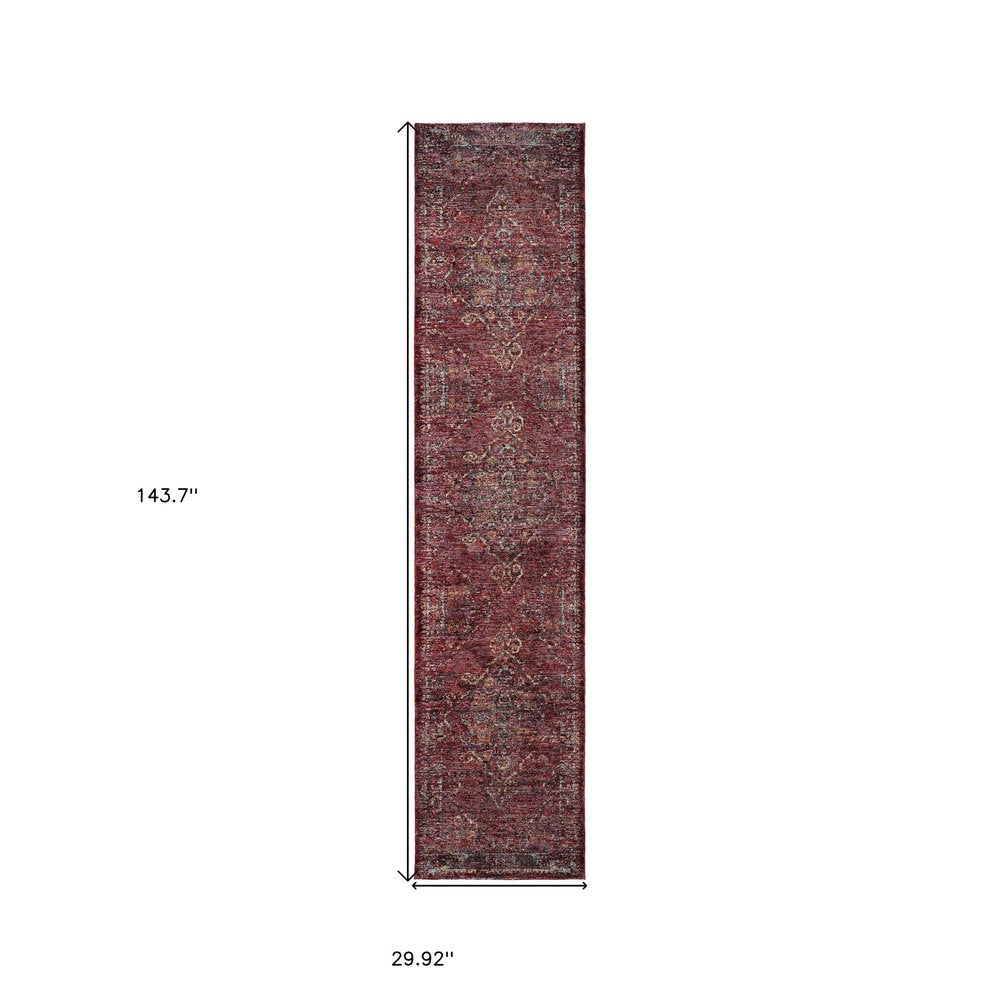 2' X 3' Red And Gold Oriental Area Rug