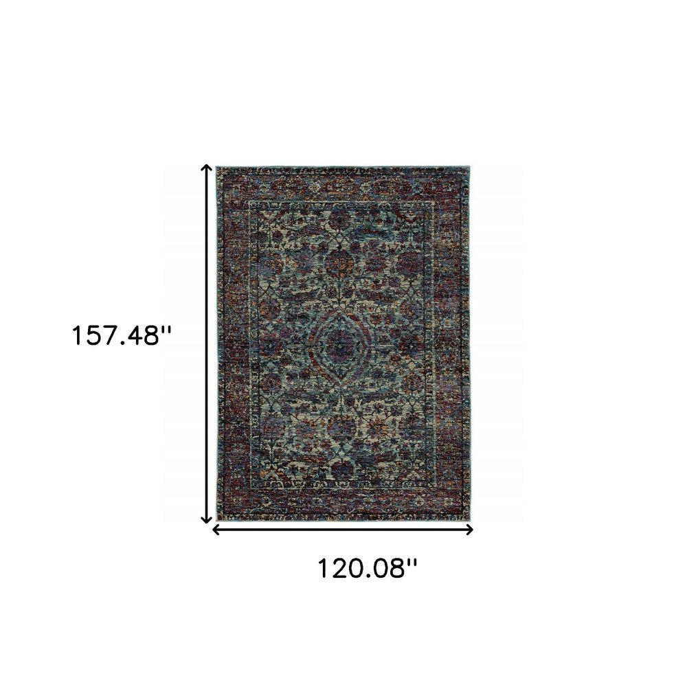 2' X 3' Blue and Purple Oriental Power Loom Area Rug