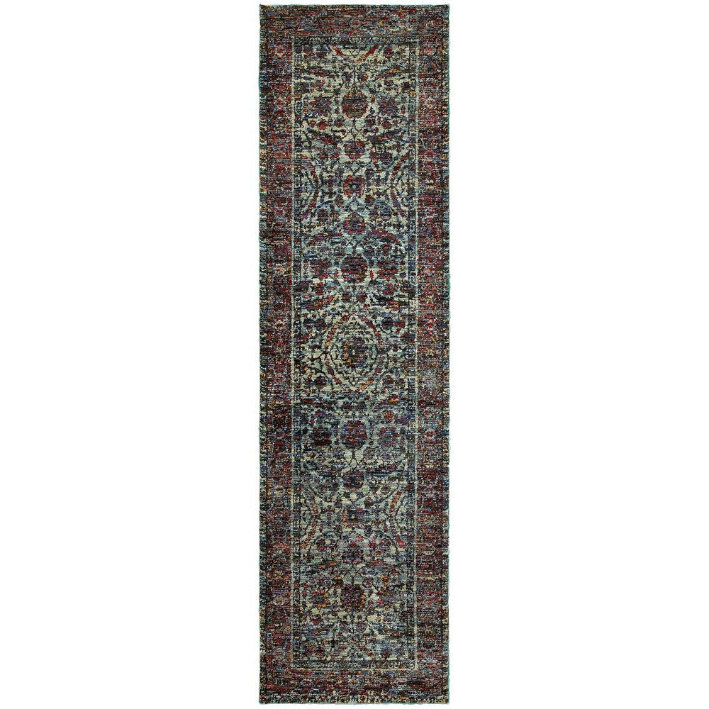 2' X 3' Blue and Purple Oriental Power Loom Area Rug