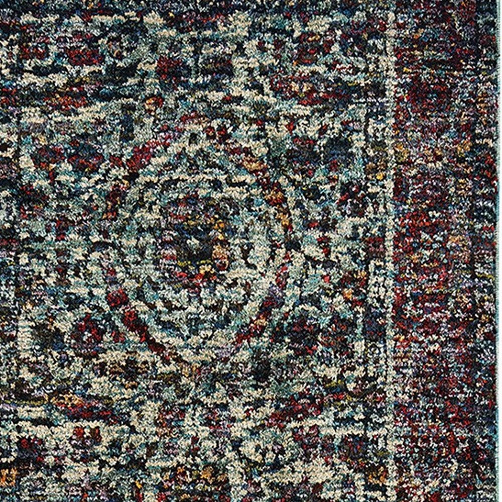 2' X 3' Blue and Purple Oriental Power Loom Area Rug