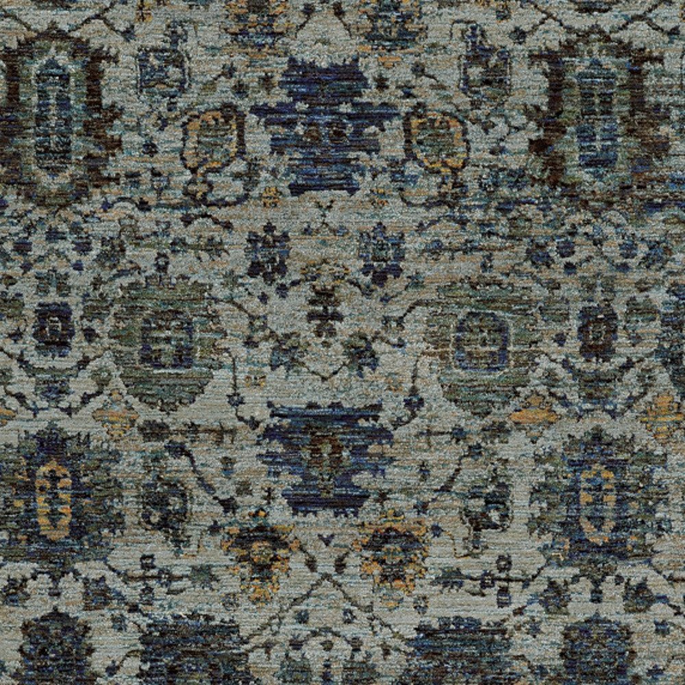 7' X 10' Blue Green Oriental Power Loom Area Rug