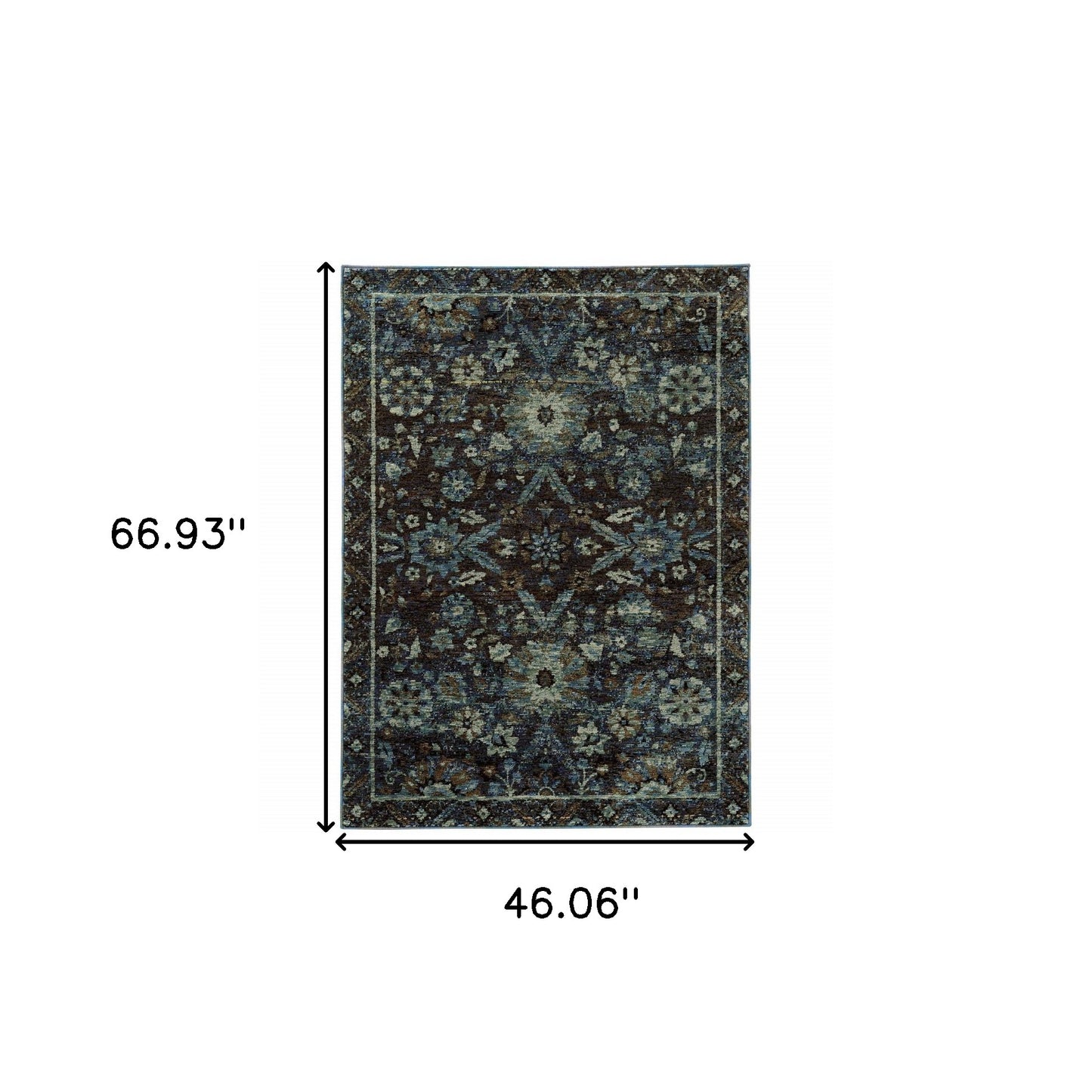 8' Runner Navy Blue Oriental Power Loom Runner Rug