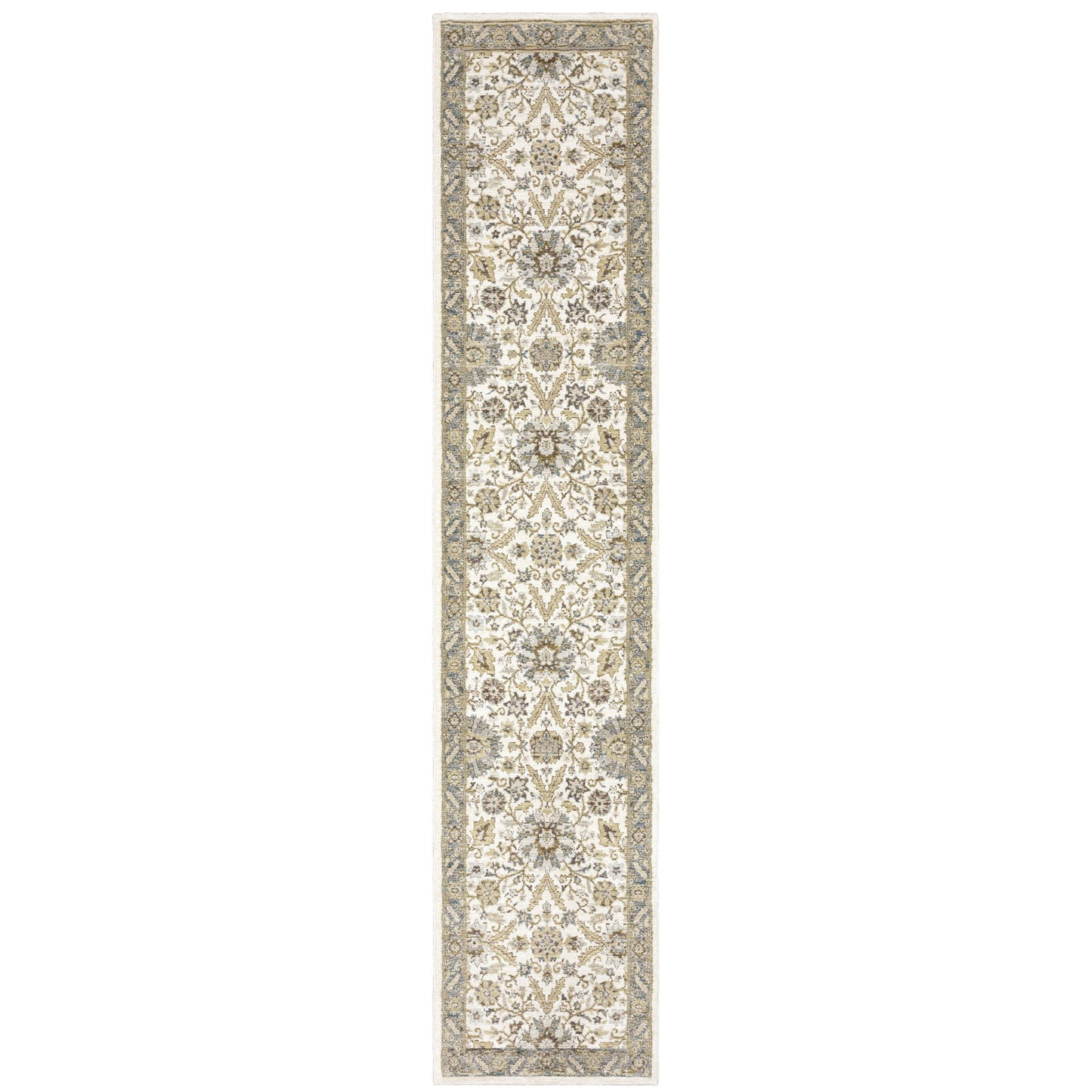 2' X 3' Gray and Ivory Oriental Power Loom Area Rug