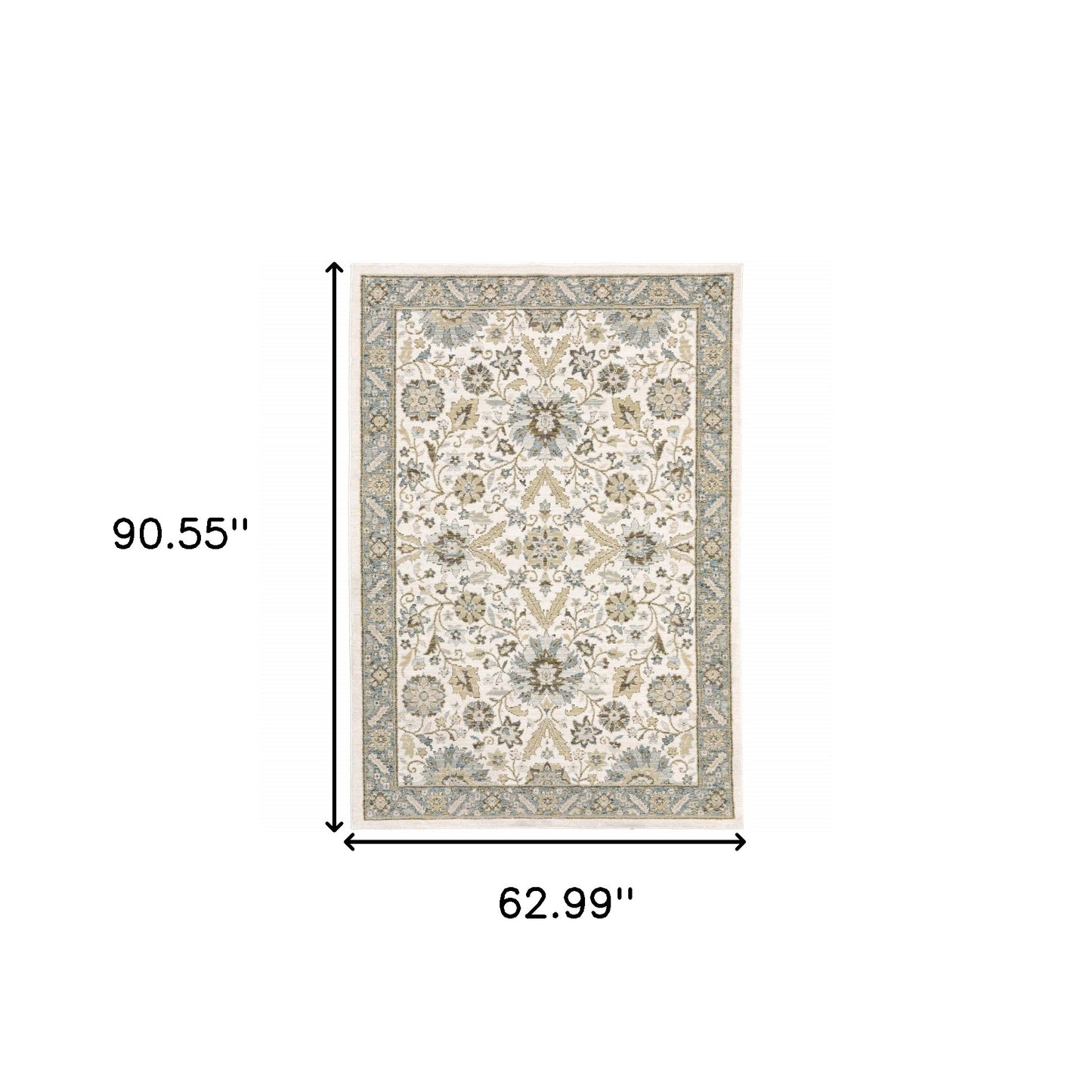 2' X 3' Gray and Ivory Oriental Power Loom Area Rug