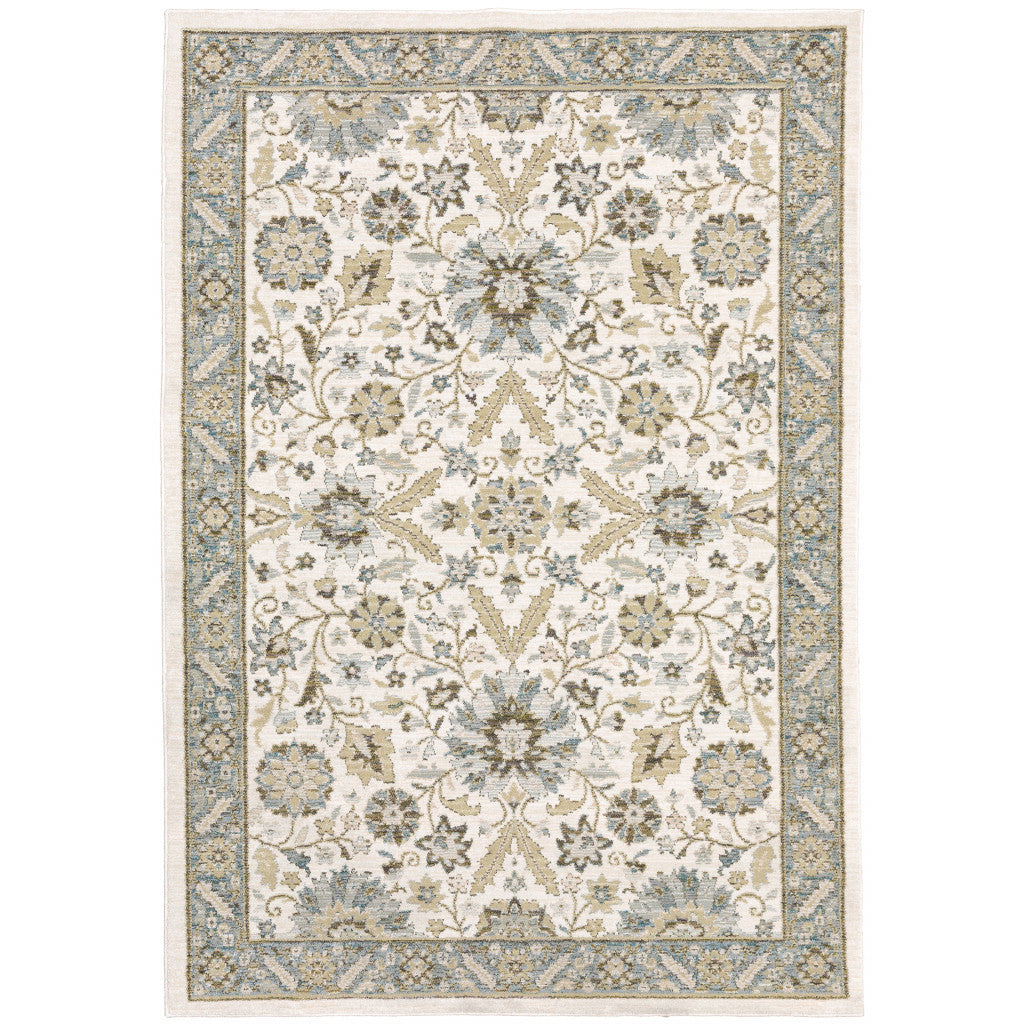 2' X 3' Gray and Ivory Oriental Power Loom Area Rug