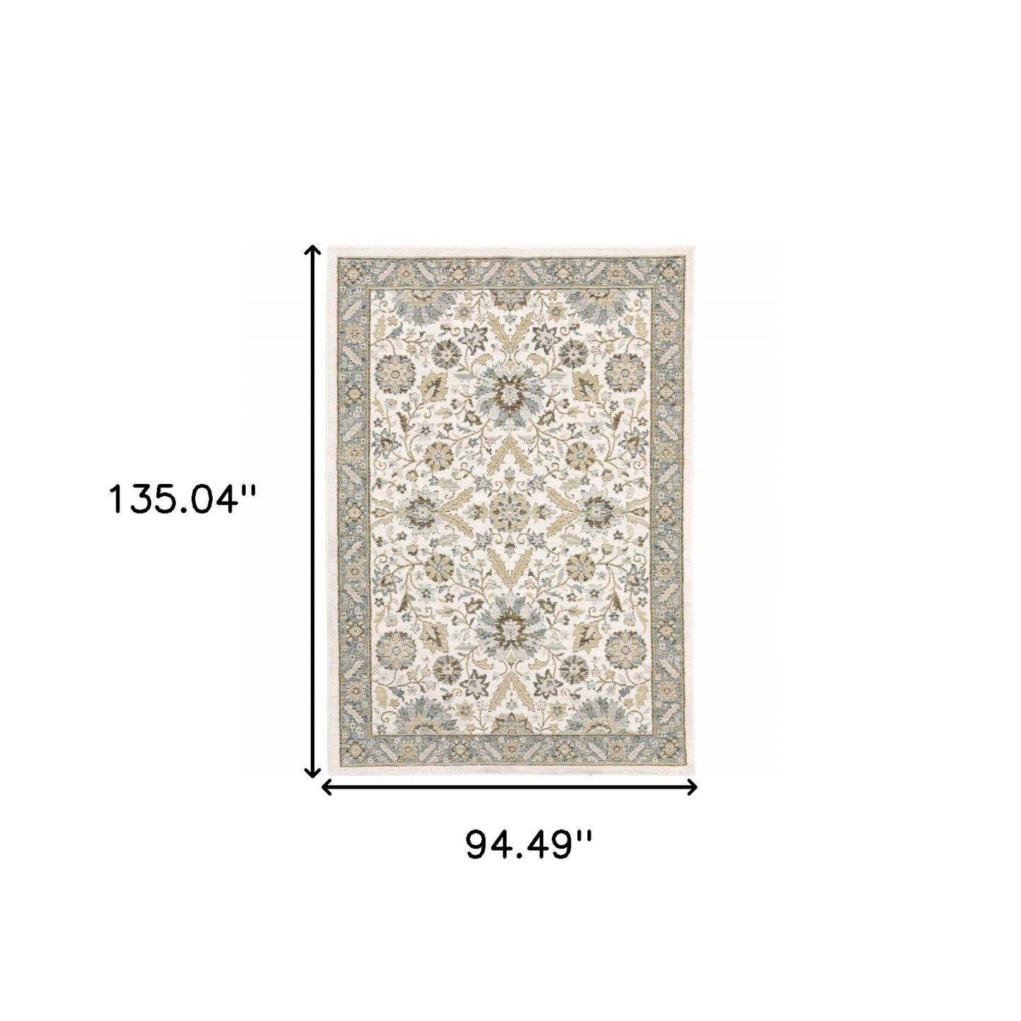 2' X 3' Gray and Ivory Oriental Power Loom Area Rug