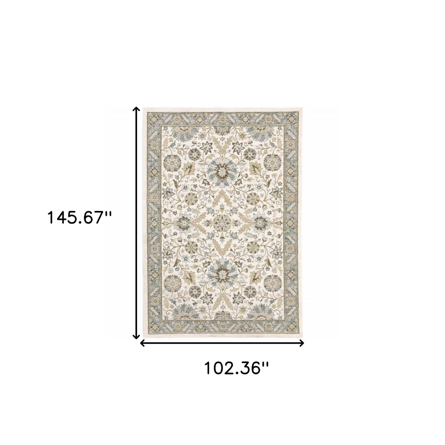2' X 3' Gray and Ivory Oriental Power Loom Area Rug